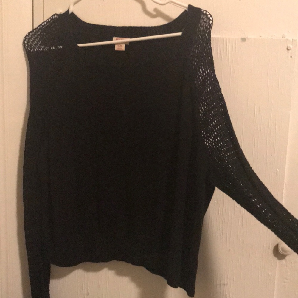 Black sweater with holey sleeves